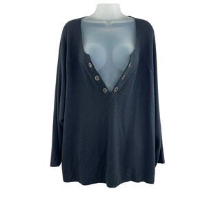 Beach Bunny Swimwear Blouse Cover Up Women's Size Large Black Rivet Long Sleeve